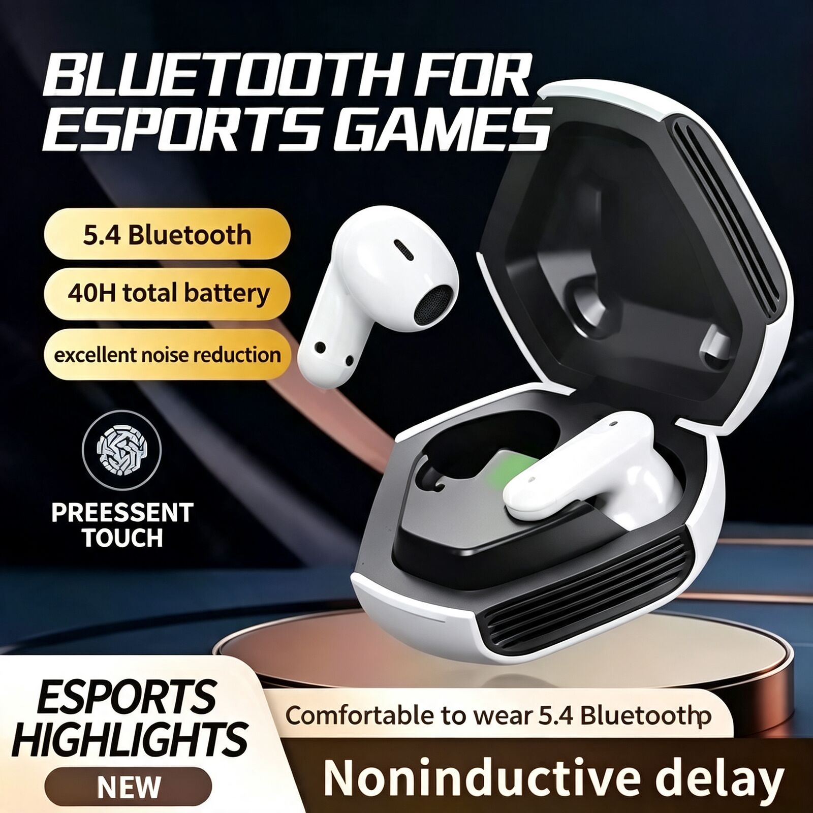 Noise Cancelling Headphone - Headphone Gaming Nirkabel Bluetooth 5.4 In-Ear