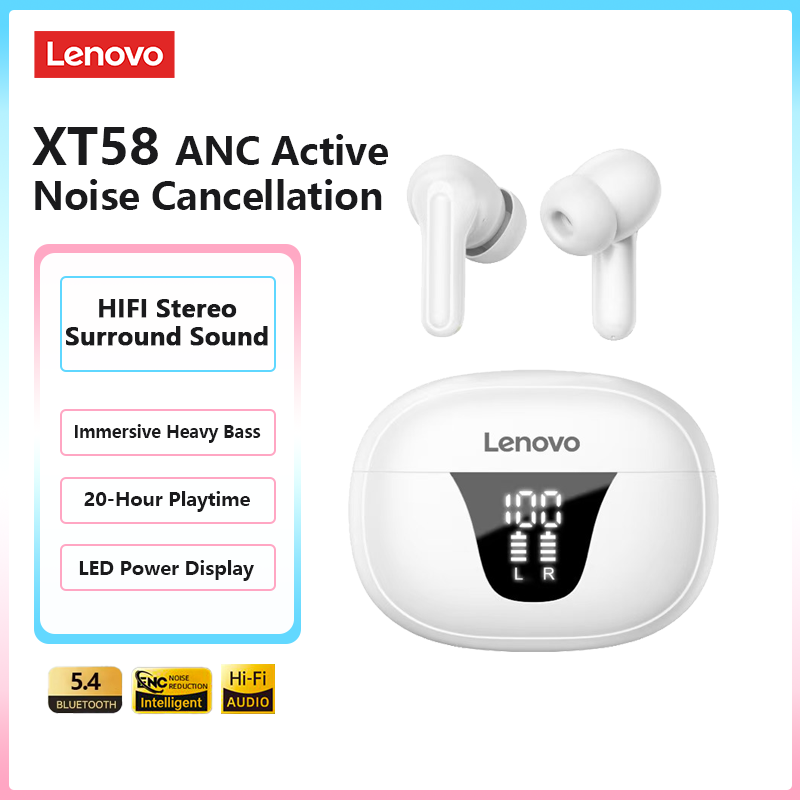 Noise Cancelling Headphone - Earbud Bluetooth Nirkabel Lenovo XT58 Baru,