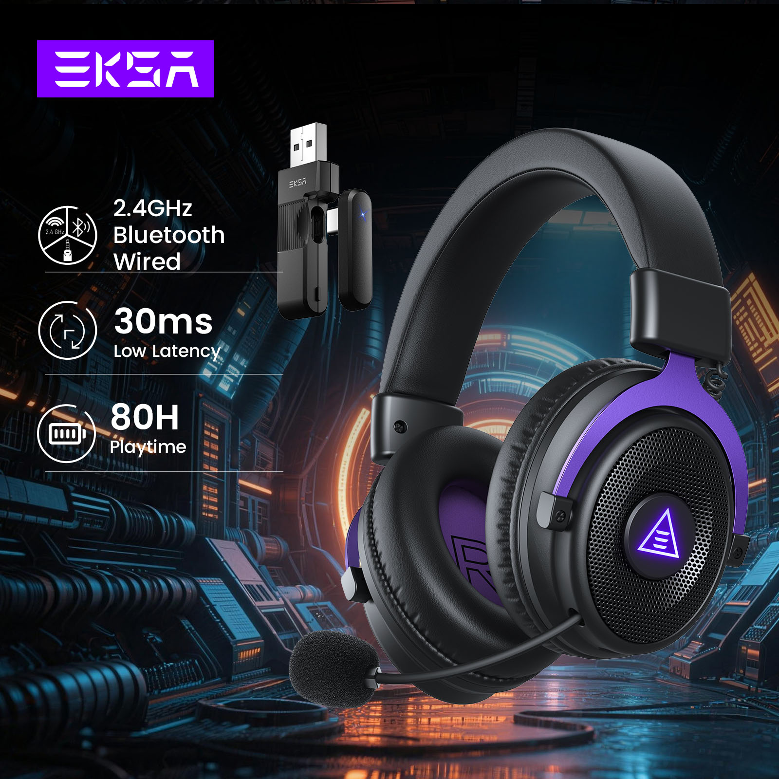 Gaming Headset Rgb - Headset Gaming Nirkabel EKSA E900 WT