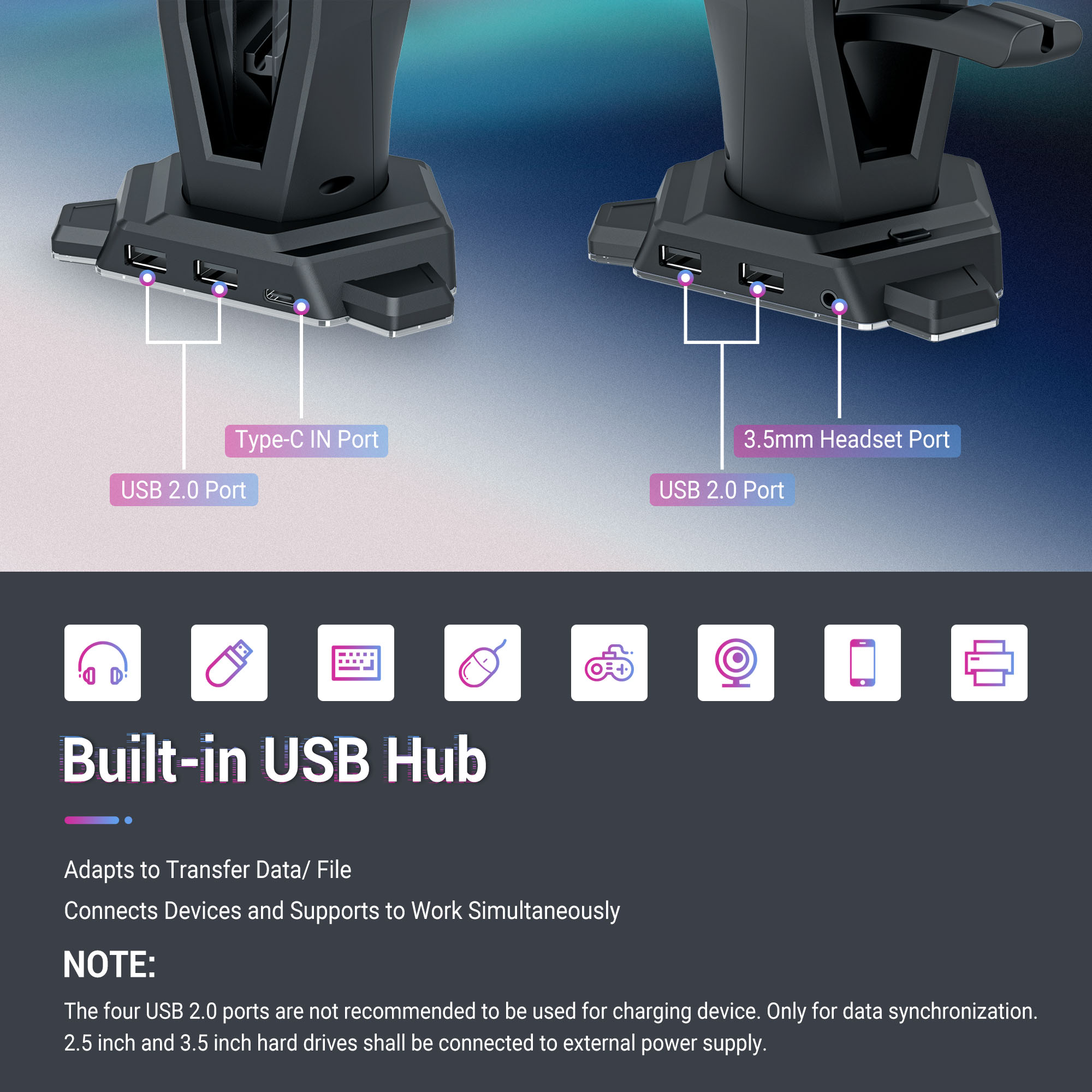 3 In 1 RGB Gaming Headset Peme - Headphone Stand Desk ulasan dan harga