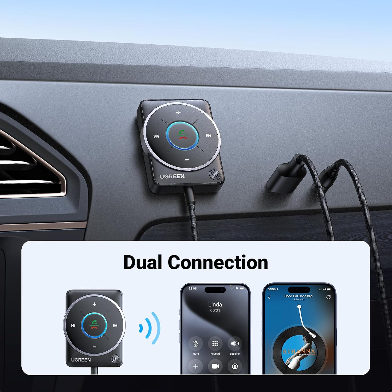 UGREEN Adaptor Mobil Bluetooth - Bluetooth Adapter Receiver ulasan dan harga